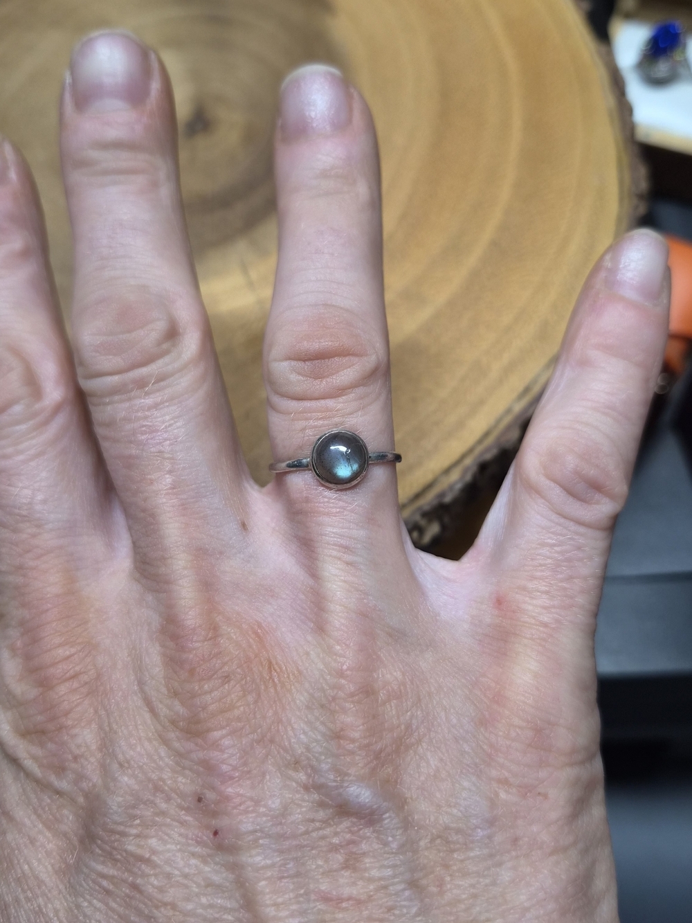 Vintage Natural Labradorite Solitaire Ring in 925 Sterling Silver Size 7 - Picture 5 of 7